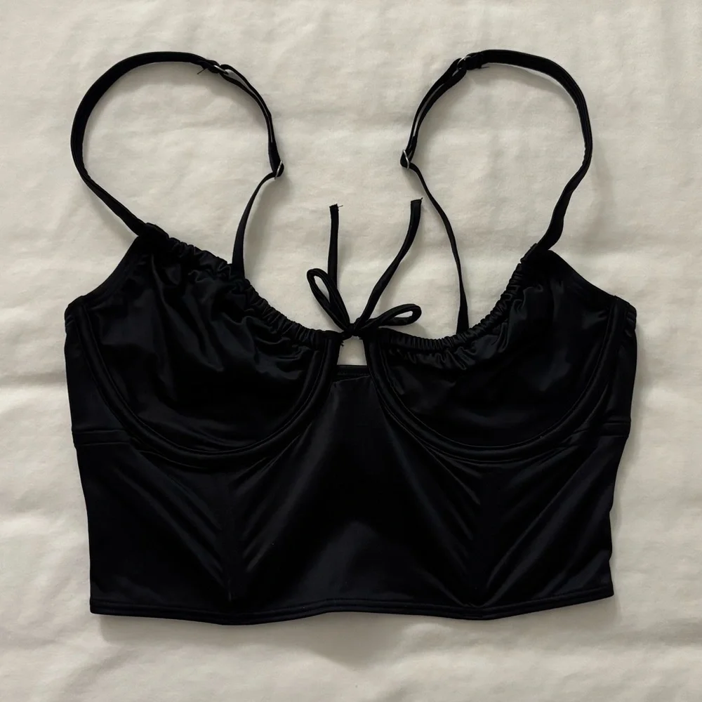 Hollister Black Corset Cropped Top - Picture 2 of 7